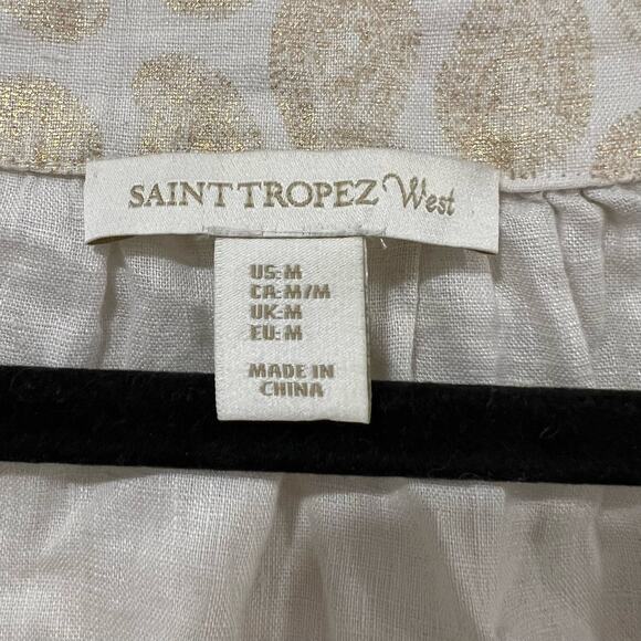 Saint Tropez West Women's Sleeveless Linen Tank Cream Gold‎ Size Medium - Picture 4 of 9